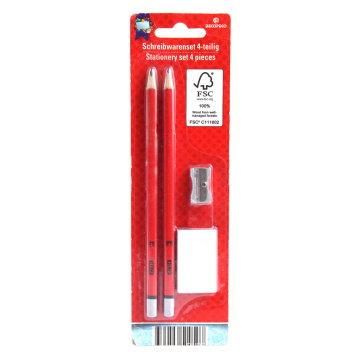 Two pencils with eraser and sharpener set